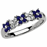 Genuine Blue Sapphire & Diamond  Ring