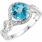 Infinity-Inspired Swiss Blue Topaz & Diamond Ring
