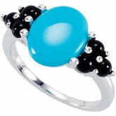 Genuine Turquoise & Onyx Ring