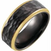 T52268 / Black Titanium / 18K Yellow Gold Pvd / 8 / 8 Mm / Wypolerowane / Band With 18K Yellow Gold Pvd And Hammered Finish